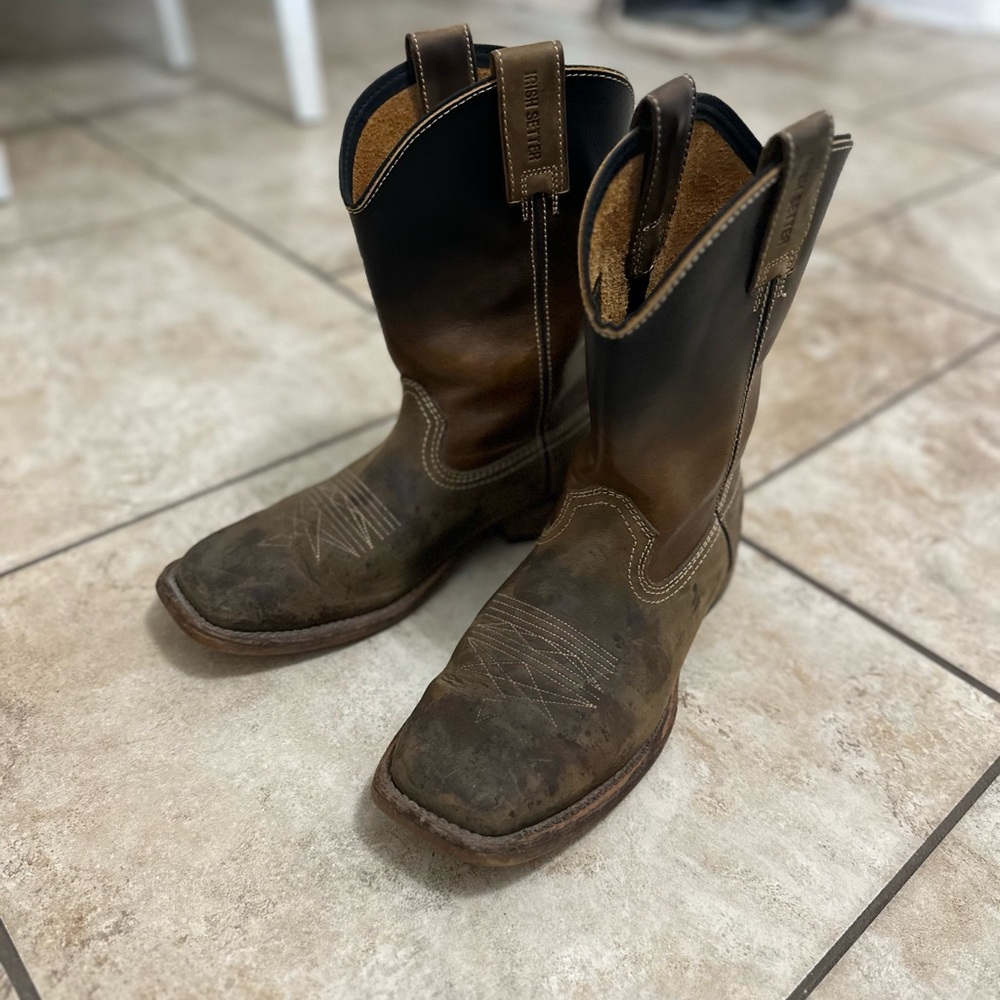 Irish Setter Brown Cowboy Boots Square Toe Western